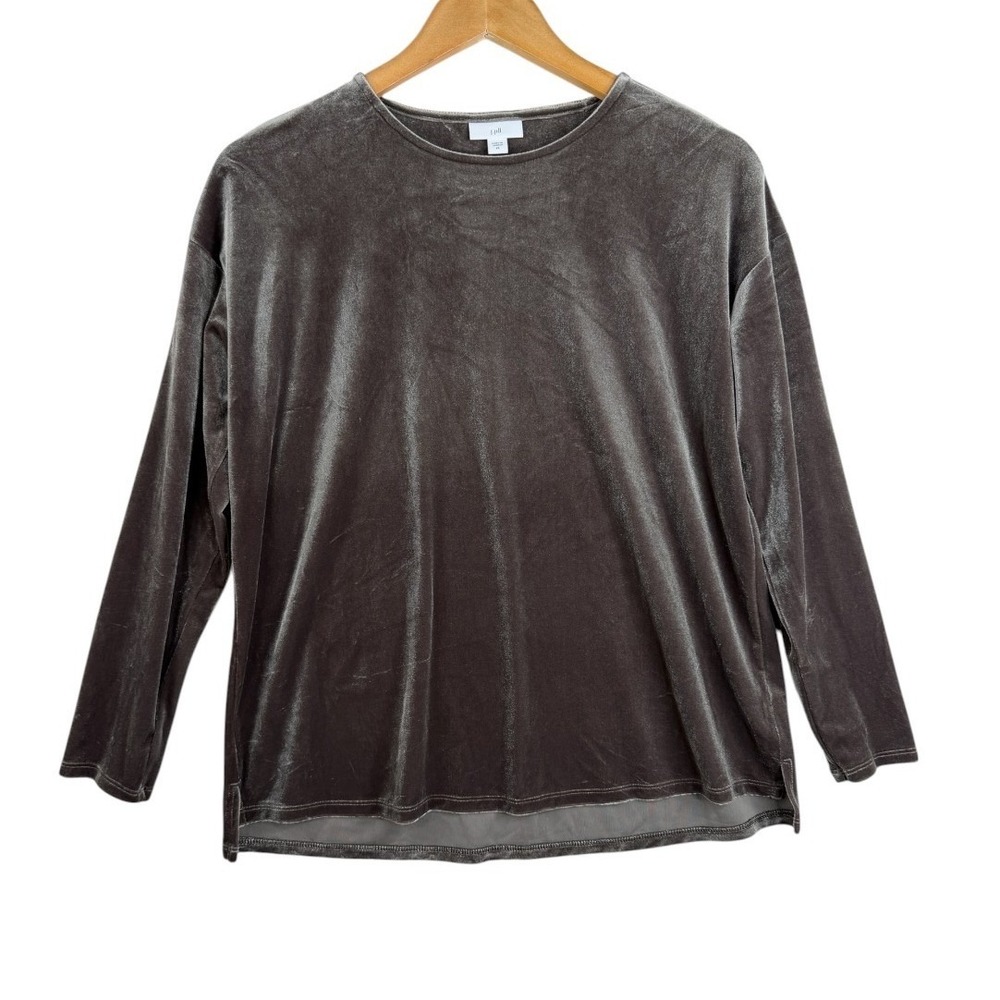 J. Jill Women's Velvet Long Sleeve Pullover Top size XS Brown